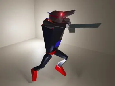 Robot Mecha rigged character model  Low-poly 3D model