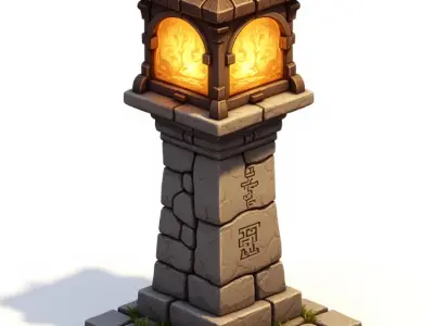 medieval urban stone lantern 2 3D print model