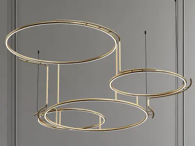 BROCHE chandelier with three circular circles hanging from ce... 3D model