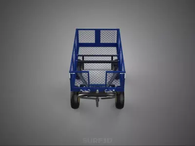 BLUE MESH METAL NET PANEL DECK RACK GARDEN CART WAGON TROLLEY 4W 3D model