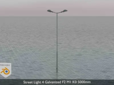 Street Light 4 Galvanized F2 M1 K0 5000mm Low-poly 3D model