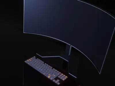 PC keyboard and mouse low poly Free 3D model