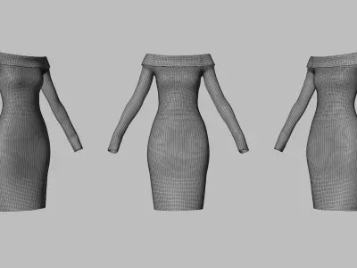 Dress 11 Light Blue Low-poly 3D model