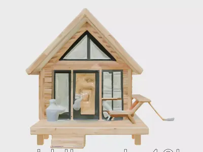 A-frame Glamping Cabin with Triangular Roof model pack Low-poly 3D model