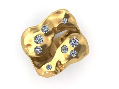 Colored Gemstone Ring- Heavy and Light Versions 3D print model