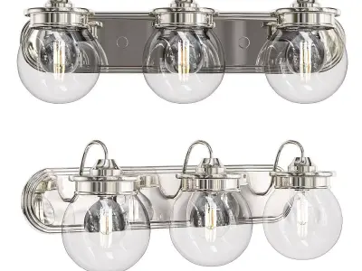 Untitled three light bathroom fixture with glass globes 3D model