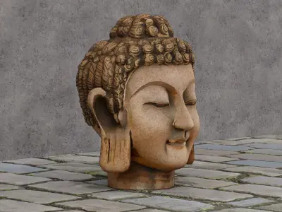 Bronze Buddha head Free low-poly 3D model