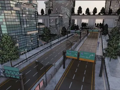 Road Street Highway City Blender Scene  3D model