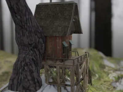 Fantasy dwarf hut environment in the forest 3D model