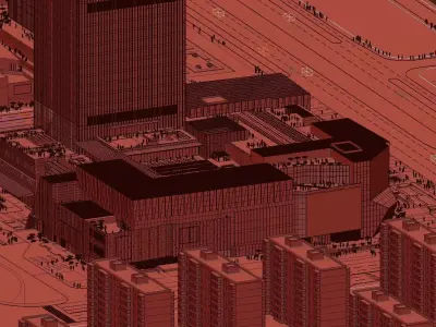 Sunset Landmark Glass Skyscraper By Riverside 3D model