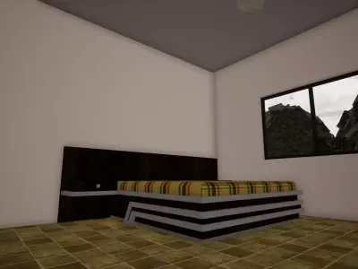 BED 1 room with and window 3D model