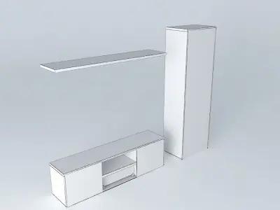 Furniture tv unit with shelves and drawers 3D model