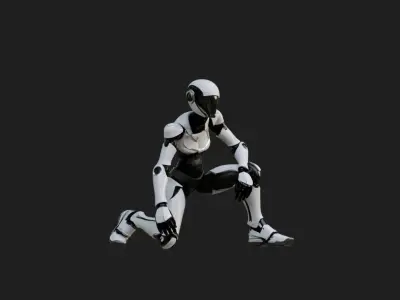 Female Robot Animated LynX Low-poly 3D model