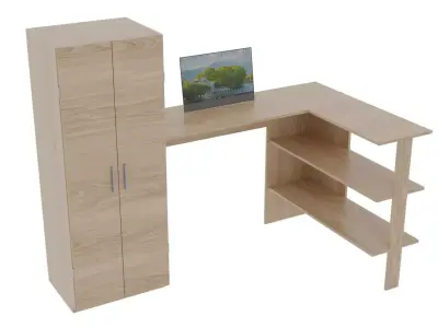 computer desk 1 Low-poly 3D model