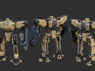 Robotic Mech  Low-poly 3D model
