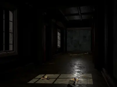 Modular Derelict Corridor Low-poly 3D model