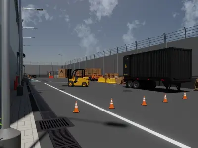 360 Warehouse Interior and Exterior Low-poly 3D model