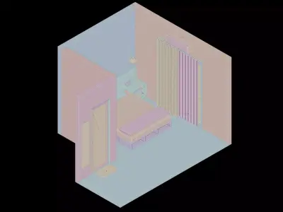 Isometric Bedroom 04 3D model