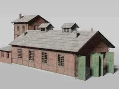 Old brick train shed 3D model