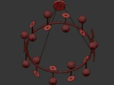 SANTA gold and sphere chandelier 3D model