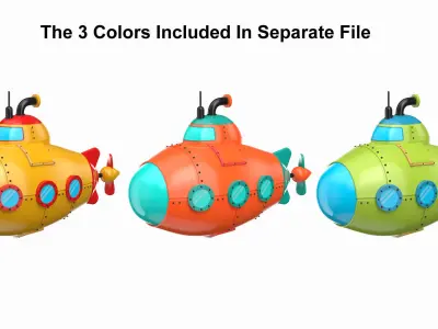 Cartoon Red Submarine 3D model