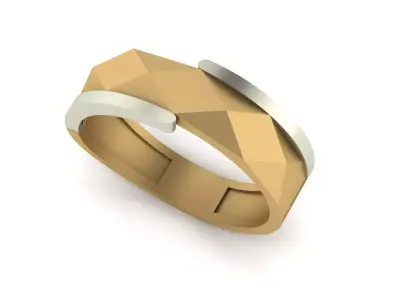 Modern Faceted Two-Tone Gold Ring engagment 3D print model
