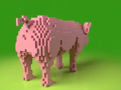 Pig Minecraft Voxel Low-poly 3D model