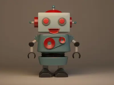 cyborg cartoon robot Low-poly 3D model