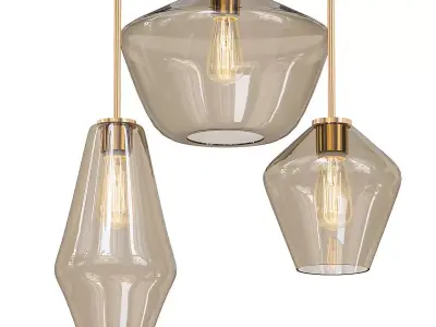 Vinta three glass pendant lights 3D model