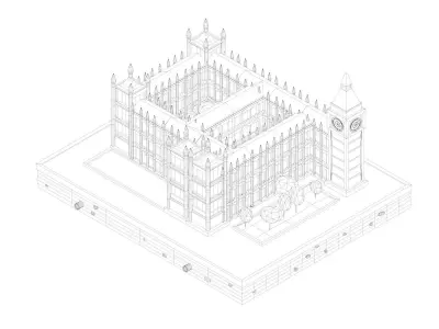 Cartoon Low Poly Big Ben Landmark Low-poly 3D model