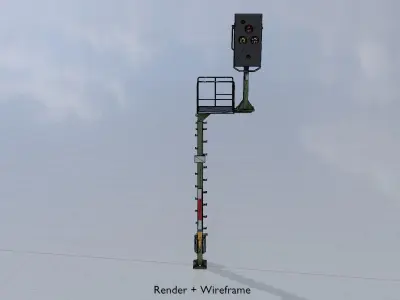 KS Railway Signal Post 7000mm Version-7 Low-poly 3D model
