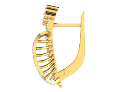 Light Weight Yellow Gold Diamond Earring  -EZ BI-14 3D print model