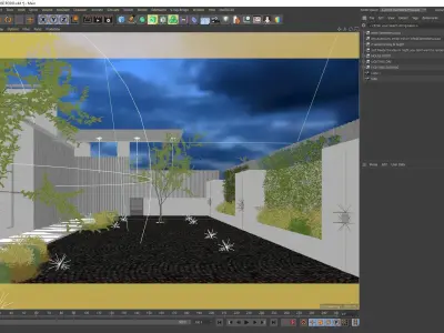 VRay - C4D Scene Files - Home exterior courtyard 3D model