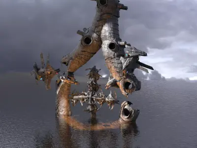 Transformer mech debris station array 4 Low-poly 3D model