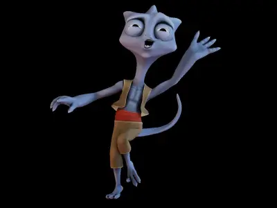 Cartoon Alien Rigged Low-poly 3D model