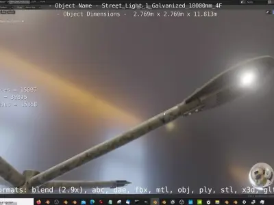 Street Light 1 Galvanized 10000mm 4F Low-poly 3D model