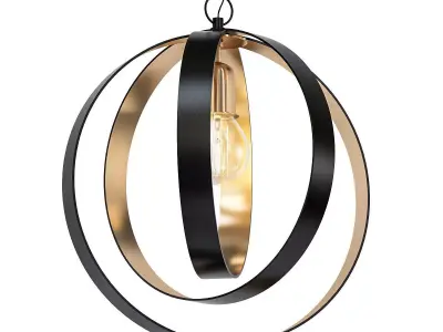 Luna 1 circular pendant light gold 3D model