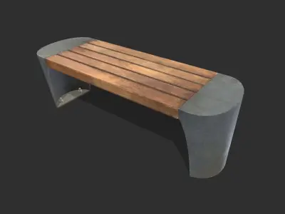 Bench 05 Low Poly PBR Realistic Low-poly 3D model