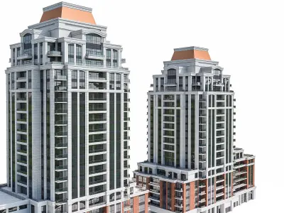 Residential Tower Complex 04 Low-poly 3D model