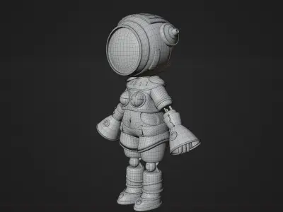 Cartoon Cute Female Cyborg Robot Character  3D model