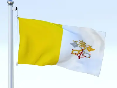 Animated Vatican City Flag Low-poly 3D model
