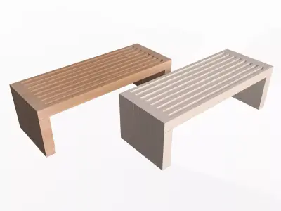 Simple Wooden Bench Low-poly 3D model