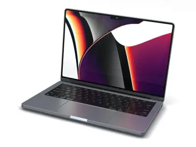 Apple MacBook Pro 14 inch 2021 Space Gray and Silver Low-poly 3D model