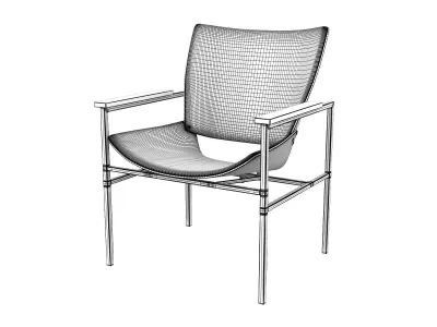 Shell Square Armlounge with Upholstered Seat and Bac 3D model