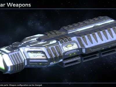 Spaceship Enkar Republic Carrier Polmank Low-poly 3D model