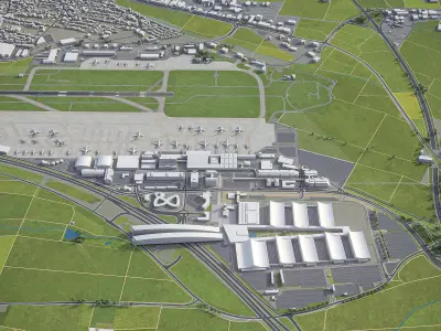 Stuttgart - Airport - STR Low-poly 3D model