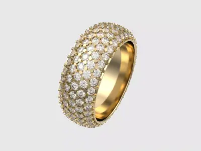 Wide 5 Rows Diamonds Wedding Ring JDBCo 3D print model