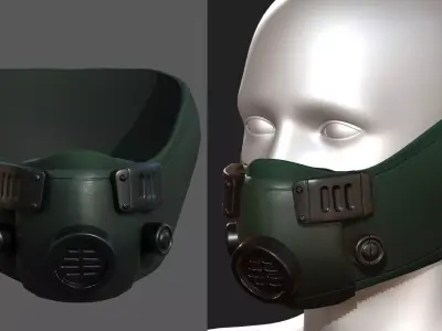 Gas mask respirator scifi futuristic 3d model  Low-poly 3D model 9