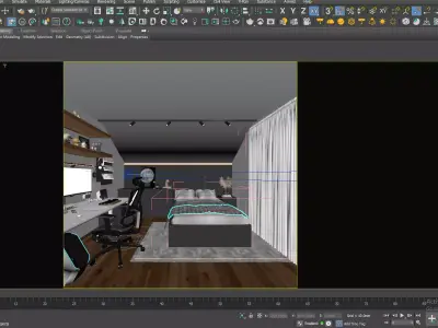 Modern Attic Bedroom Gaming Setup Full Interior Scene Ikea 3D model