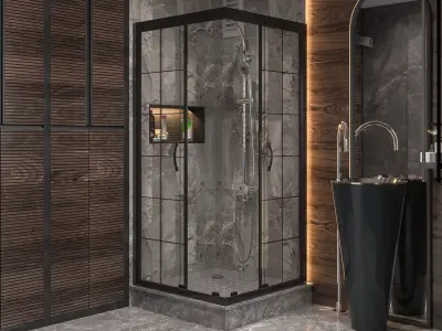 FULL SHOWER SET SCENE 1 CORONA-VRAY Low-poly 3D model